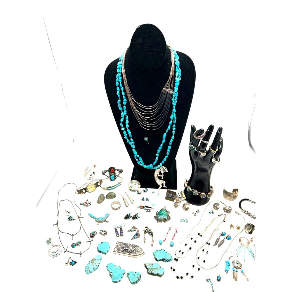 Amazing Lot Of Native American & Southwest 925 Sterling Silver Jewelry Pieces +